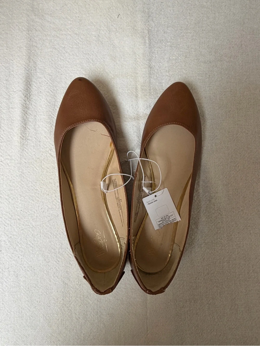 4/$20 Mossimo Brown Faux-Leather Pointed-Toe Ballet Flats